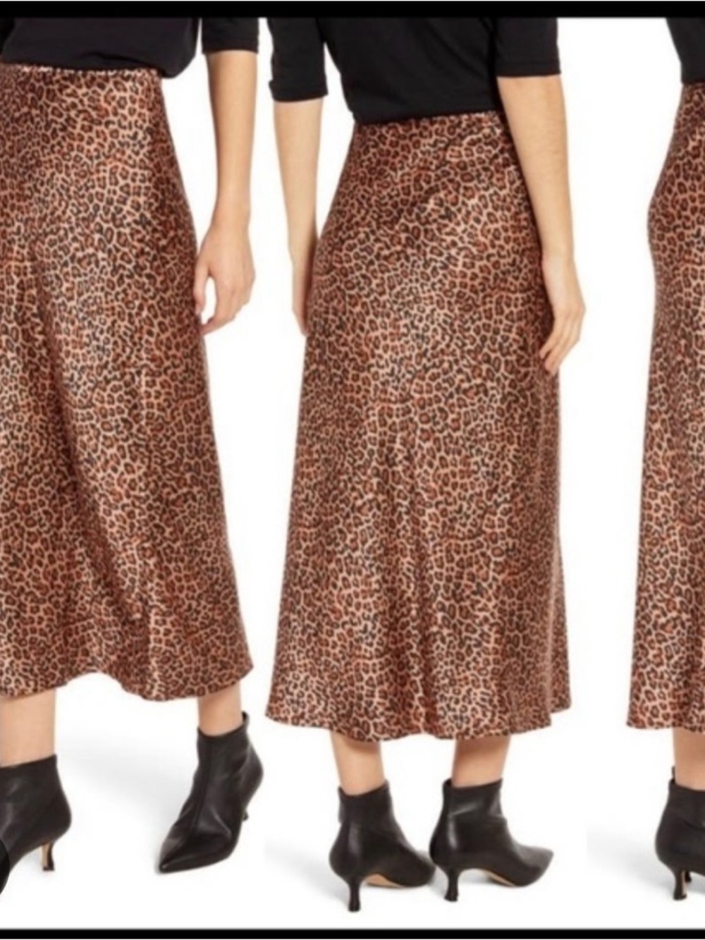 Something Navy Brown Leopard print Midi Skirt